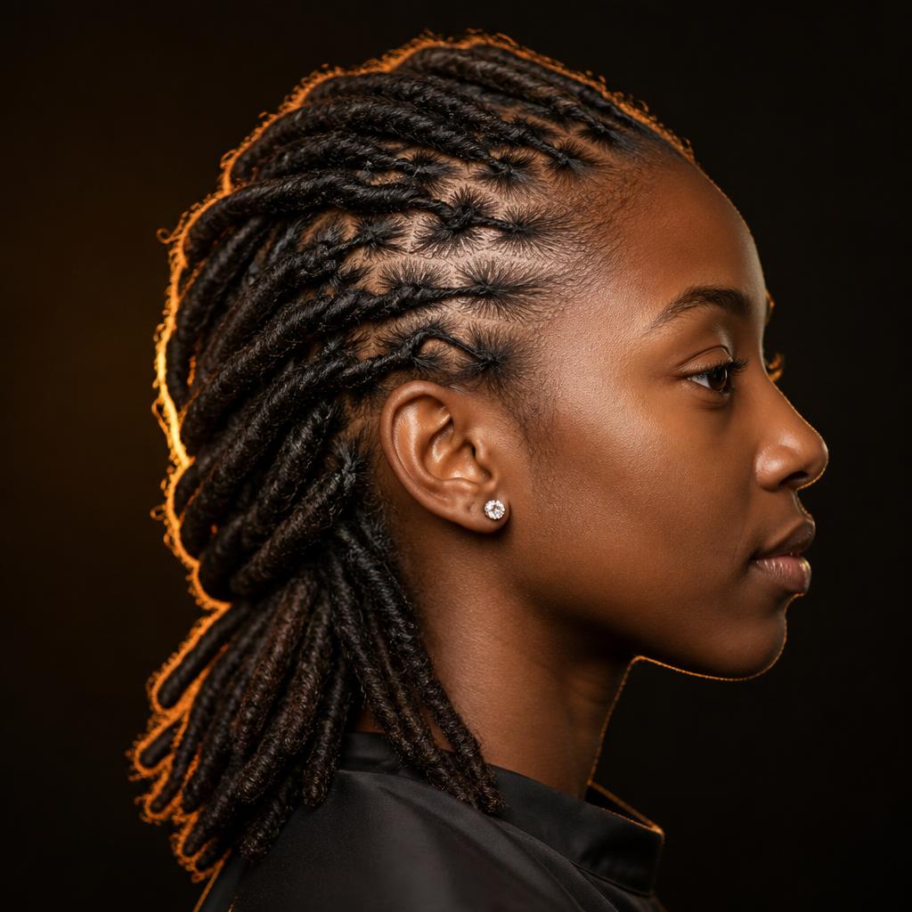 Neat retwisted dreadlocks on a client